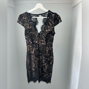 Black Lace Mini Dress, Size XS